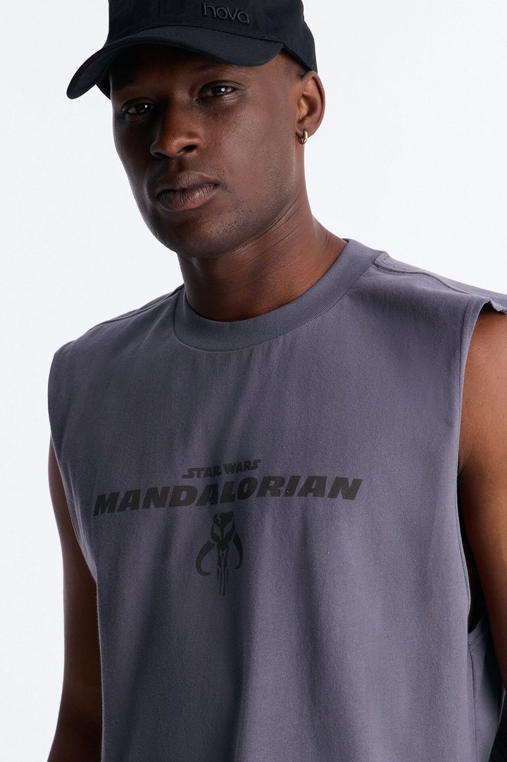 Star Wars Mandalorian Heavy Weight Muscle Tee - Charcoal