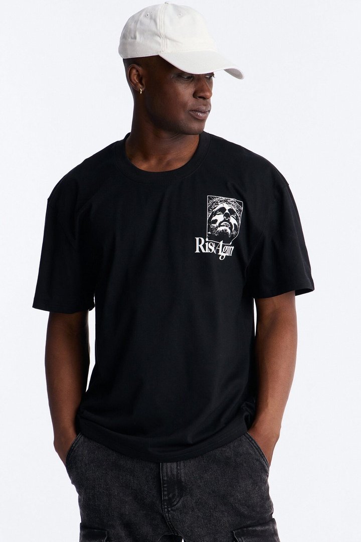Rise Again Boxy Short Sleeve Tee - Black