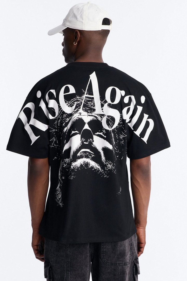 Rise Again Boxy Short Sleeve Tee - Black