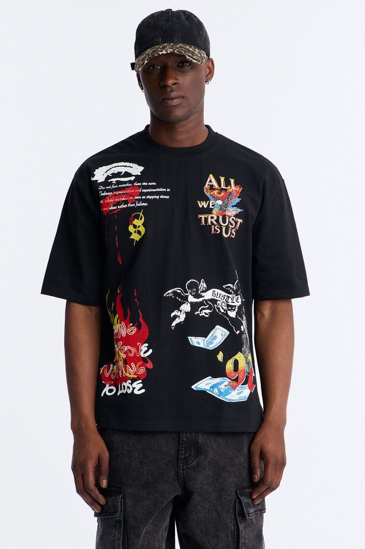 Only The Brave Oversized Short Sleeve Tee - Black