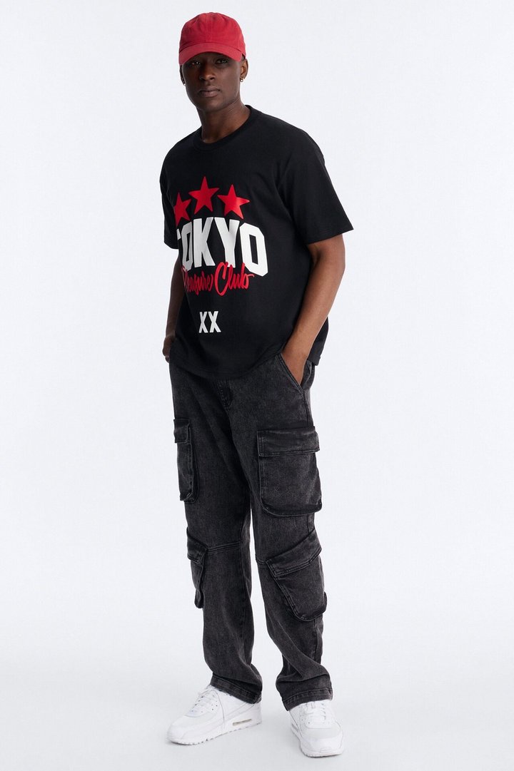 Tokyo Club Boxy Short Sleeve Tee - Black