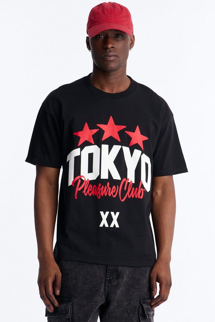 Tokyo Club Boxy Short Sleeve Tee - Black
