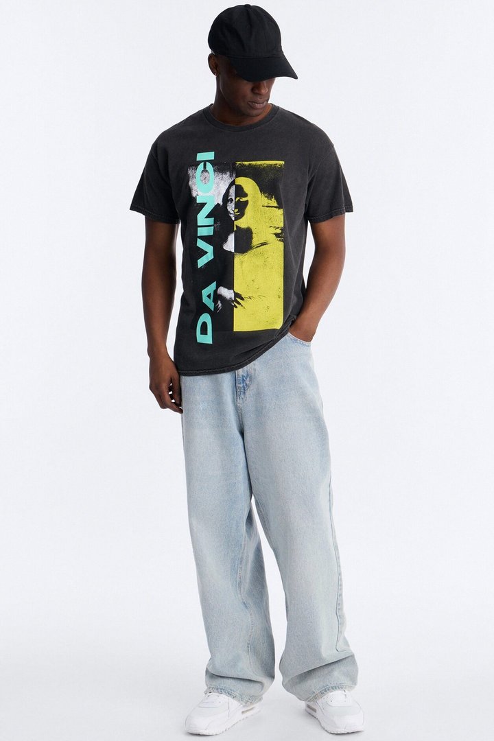 Leonardo Da Vinci Mona Lisa Vintage Short Sleeve Tee - Black