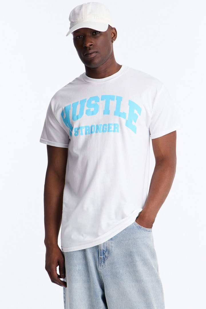 Hustle Stronger Short Sleeve Tee - White