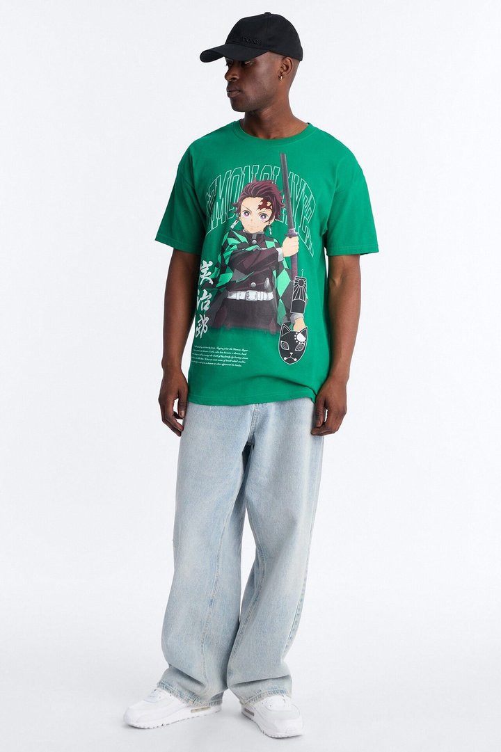 Demon Slayer Tanjiro Oversized Short Sleeve Tee - Green