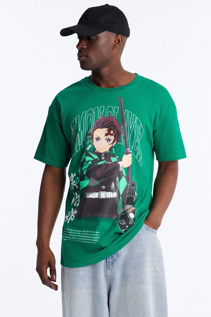 Demon Slayer Tanjiro Oversized Short Sleeve Tee - Green