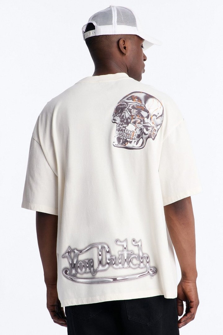 Von Dutch Chrome Heavy Weight Oversized Short Sleeve Tee - Cream