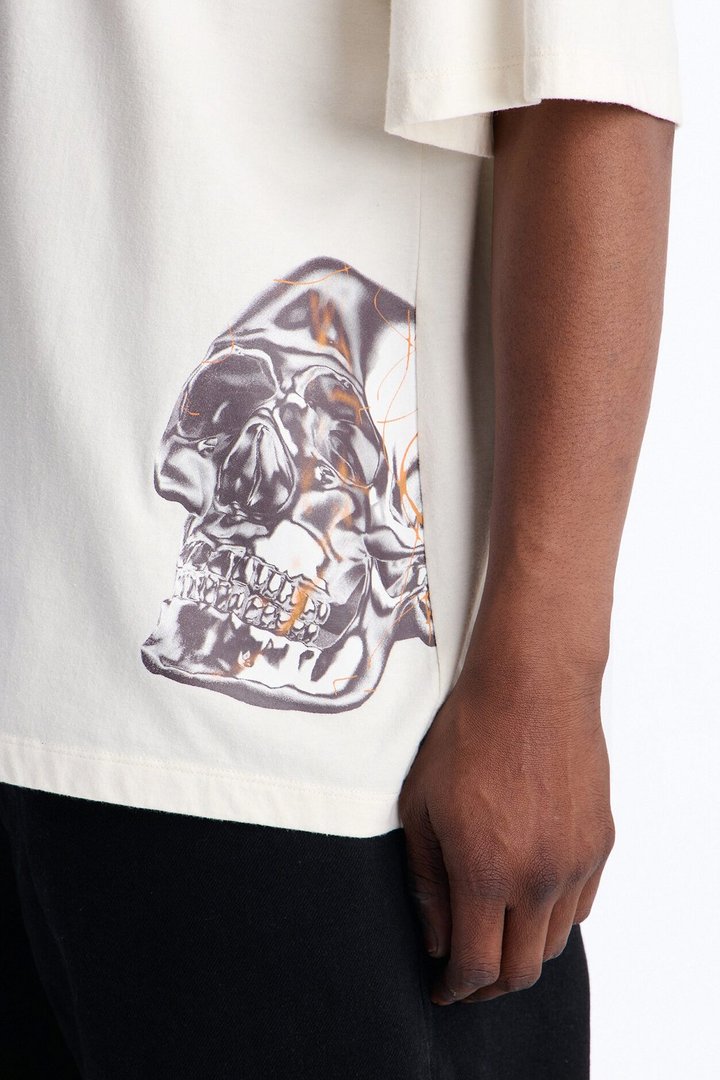 Von Dutch Chrome Heavy Weight Oversized Short Sleeve Tee - Cream