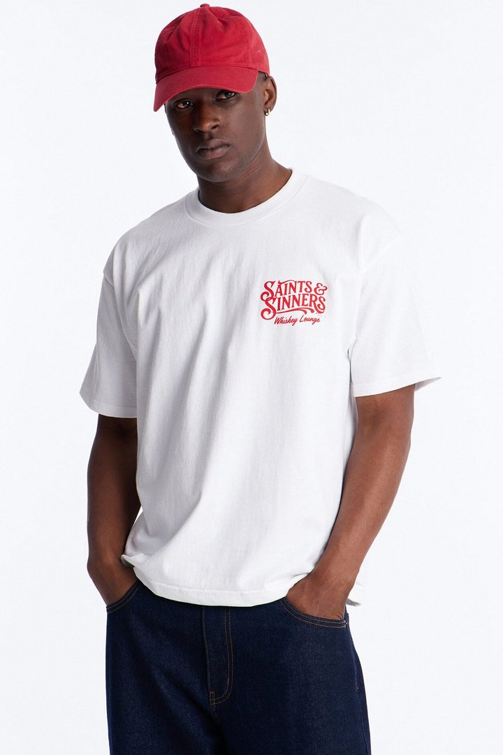 Saints & Sinners Whiskey Lounge Short Sleeve Tee - White