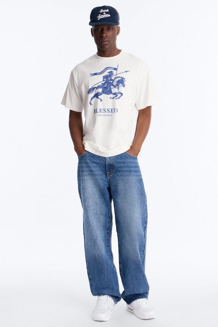 Blessed Emblem Oversized Heavy Weight Short Sleeve Tee - White