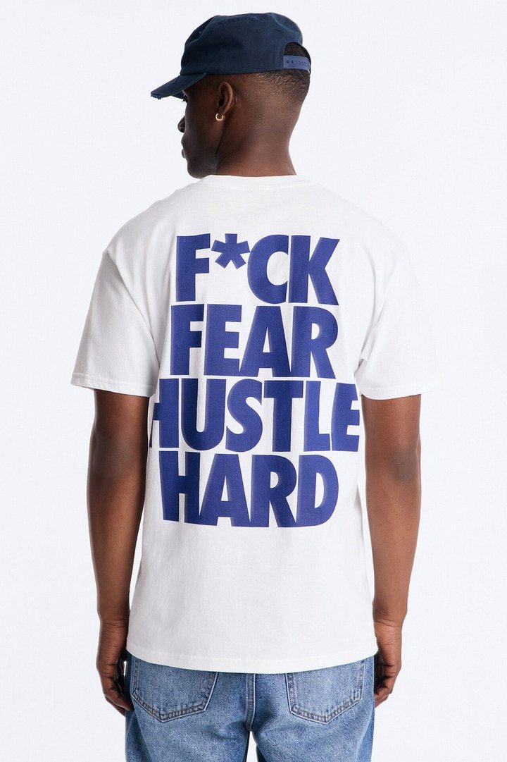 Hustle Hard Oversized Short Sleeve Tee - White