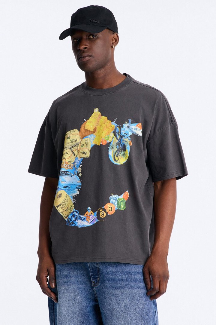 Cookies Daily Essentials Vintage Oversized Heavyweight Short Sleeve Tee - Black Wash