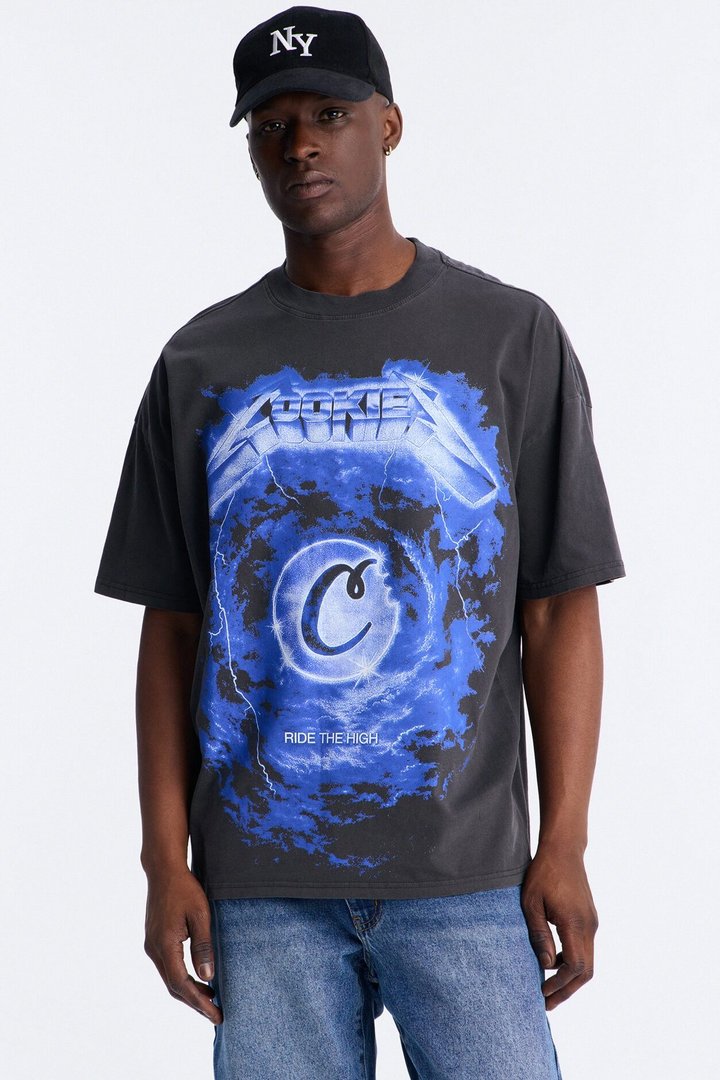 Cookies Ride The High Vintage Oversized Heavyweight Short Sleeve Tee - Black Wash