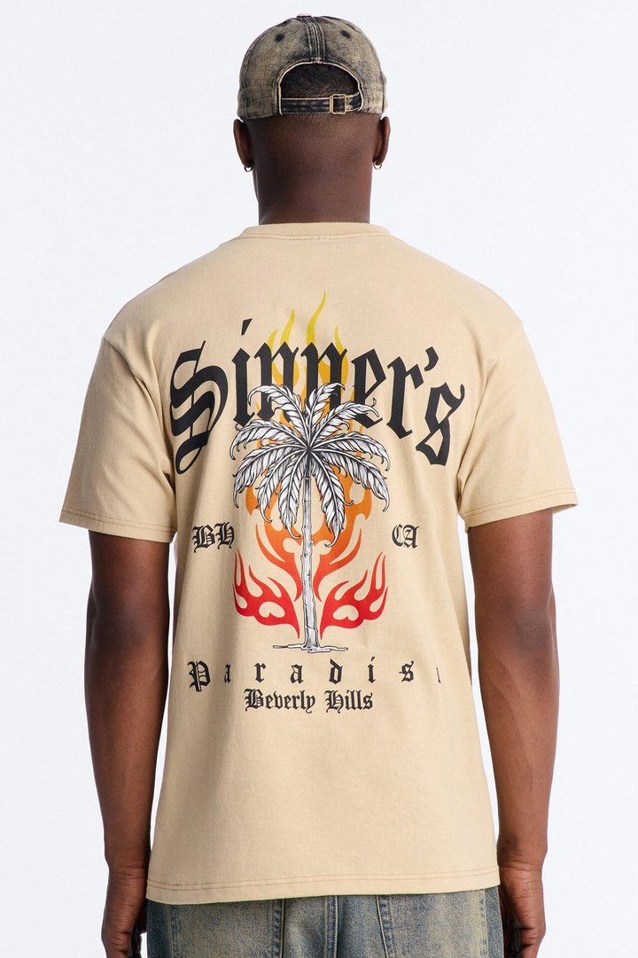 Sinner's Paradise Oversized Short Sleeve Tee - Sand
