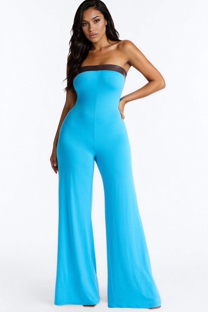 Bianca Backless Wide Leg Jumpsuit - Blue