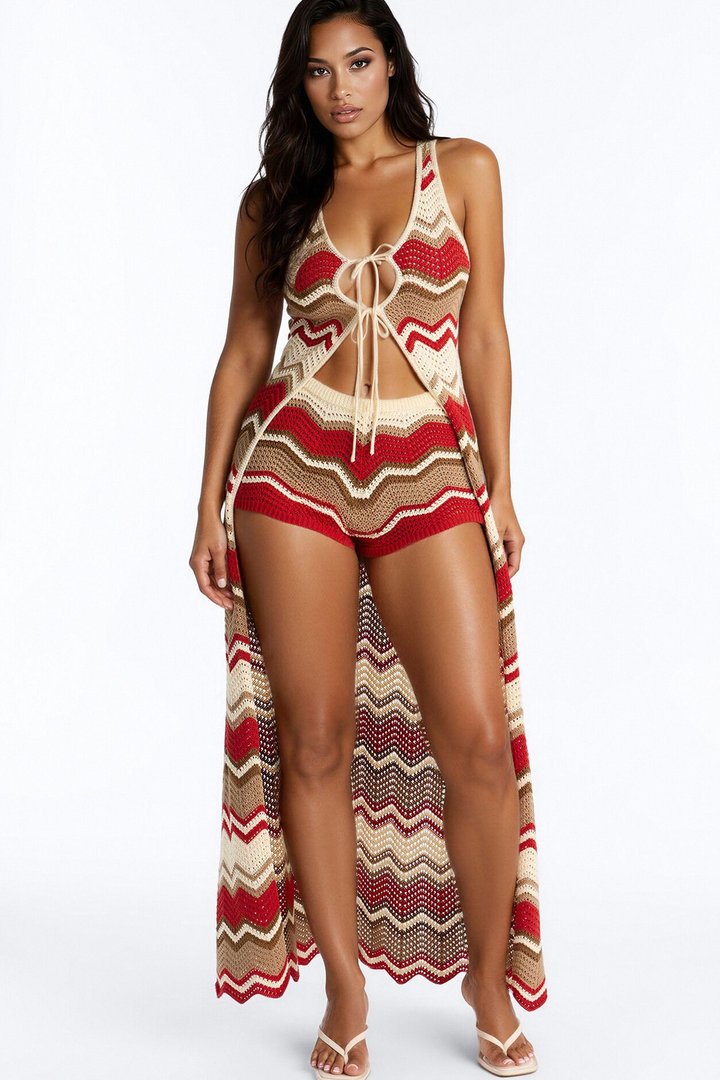 Sunchaser Crochet Short Set - Rust/combo