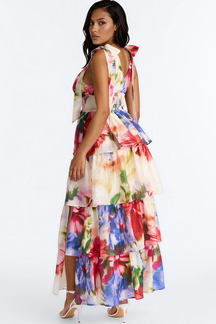 Fade Into You Tiered Maxi Dress - White/combo
