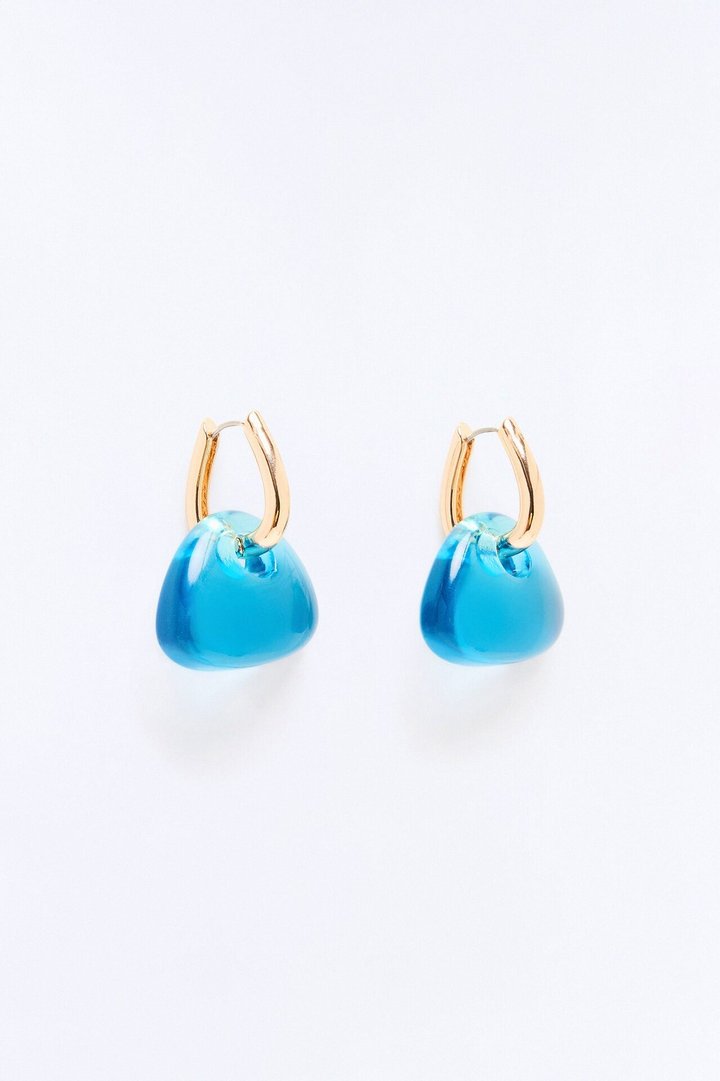 Fresh Waters Jeweled Drop Earrings - Gold/Blue