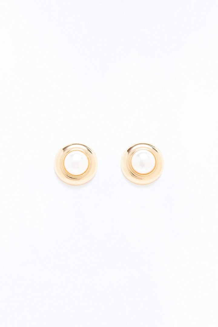Moon Lux Pearl Stud Earrings - Gold