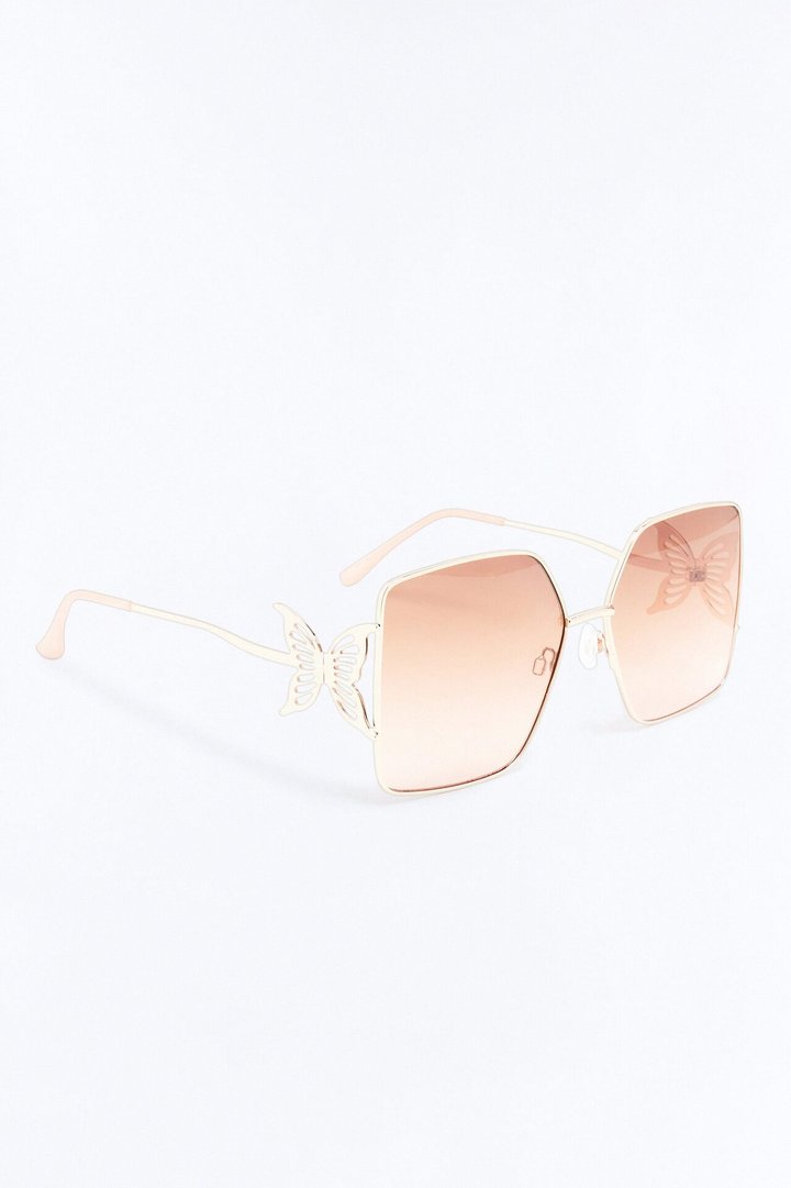 Wandering Butterfly Sunglasses - Gold/Pink