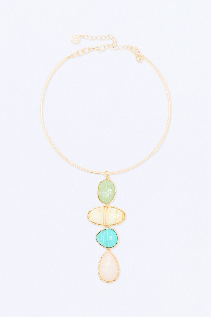 Pure Mineral Jeweled Necklace - Gold/Green
