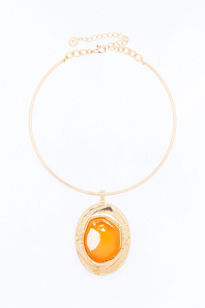 Divine Drip Jeweled Necklace - Gold/Orange