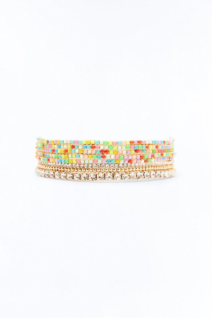 Soft Shine 8 Piece Anklet Set - Multi Color