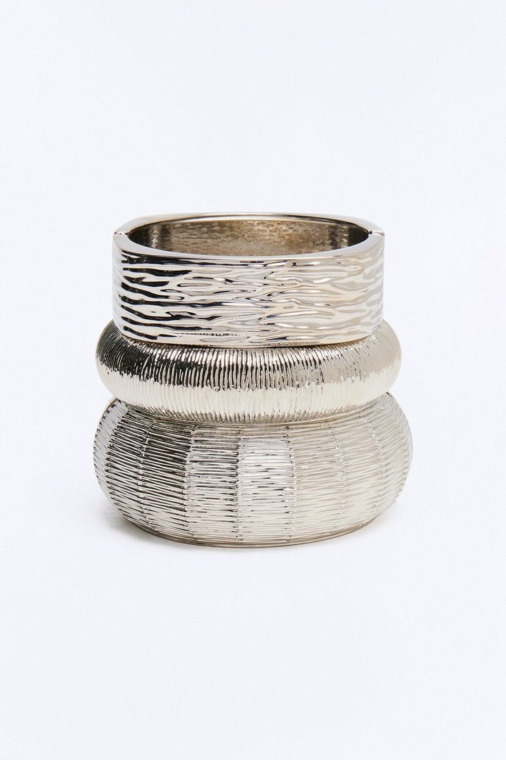 Caribbean Maya 3 Piece Bracelet Set - Silver