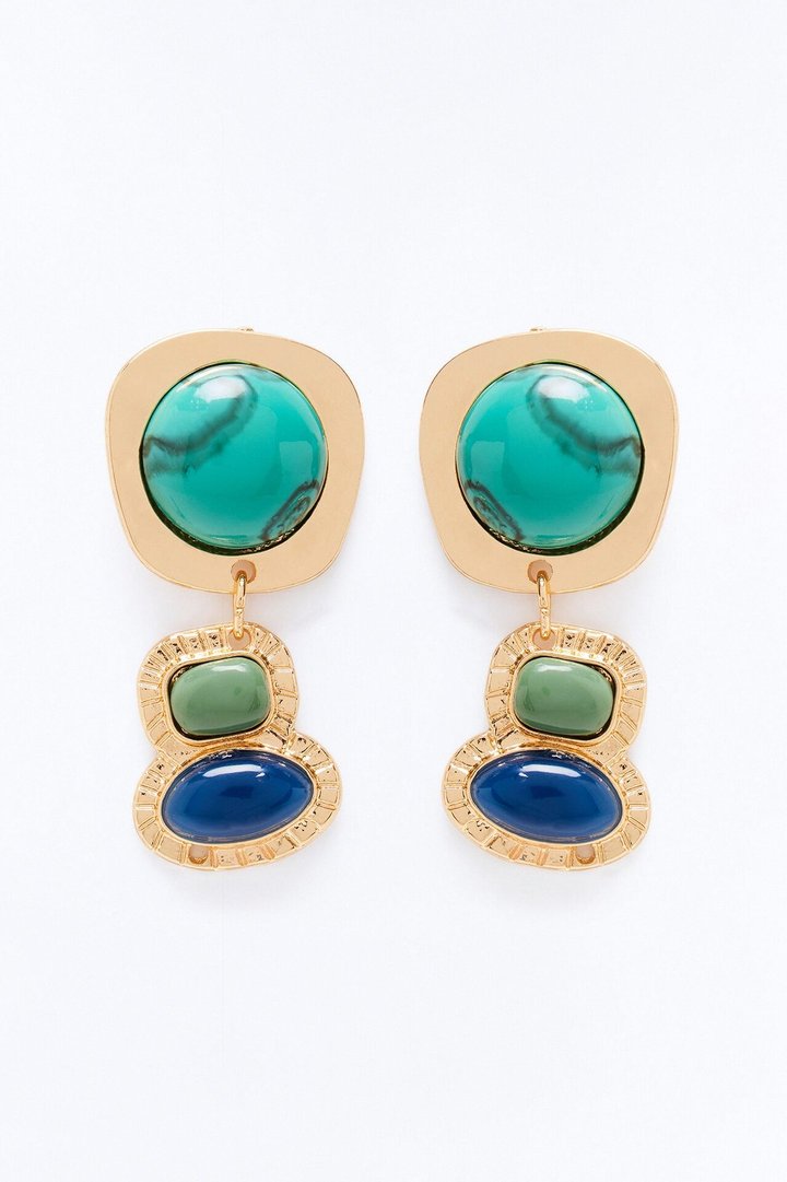 Luna Noir Drop Earrings - Gold/Blue