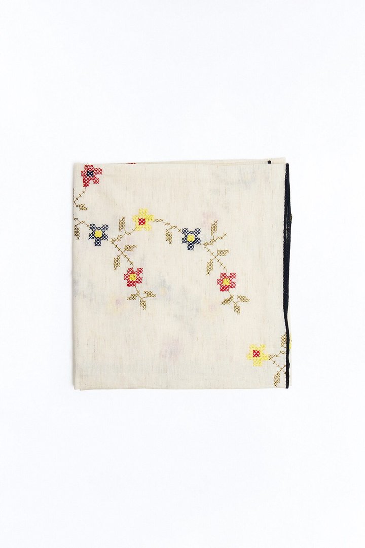 Flower Girl Embroidered Head Scarf - Ivory/combo