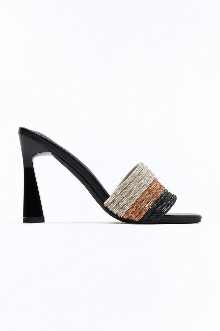 Marny Rhinestone Heels - Black