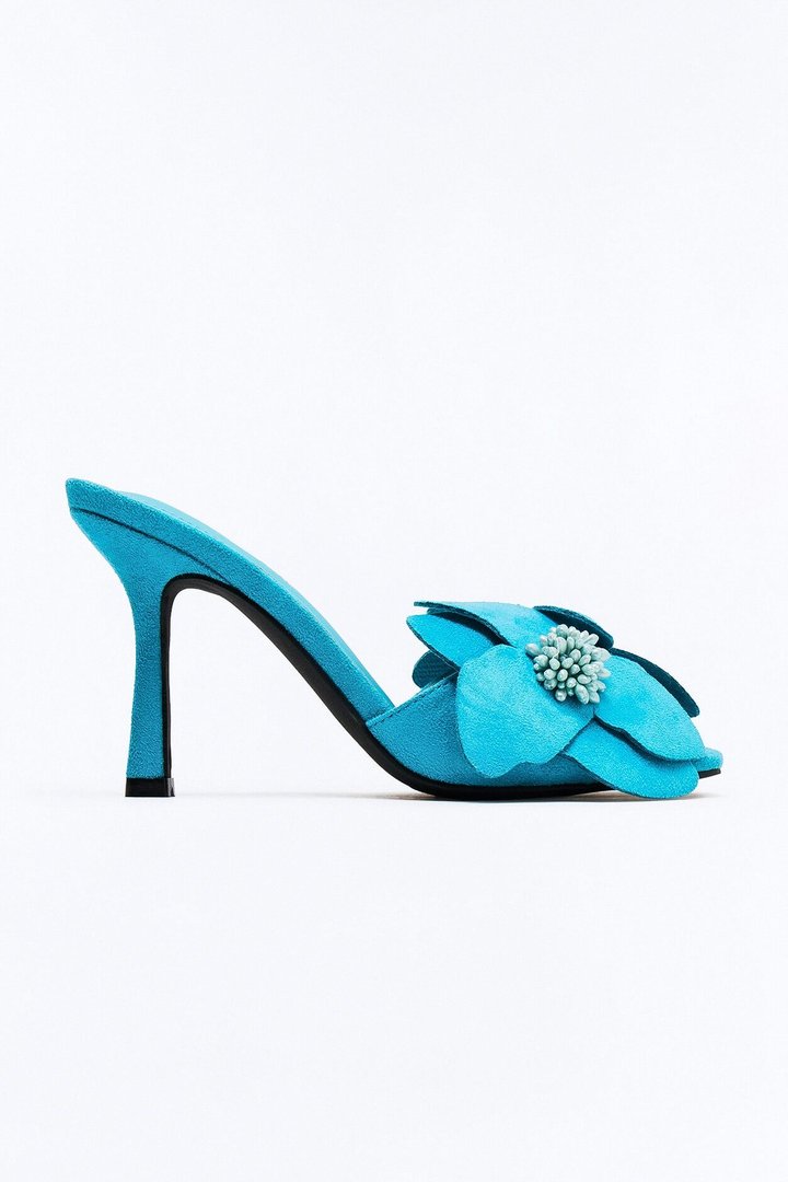 Kismet Flower Heels - Turquoise