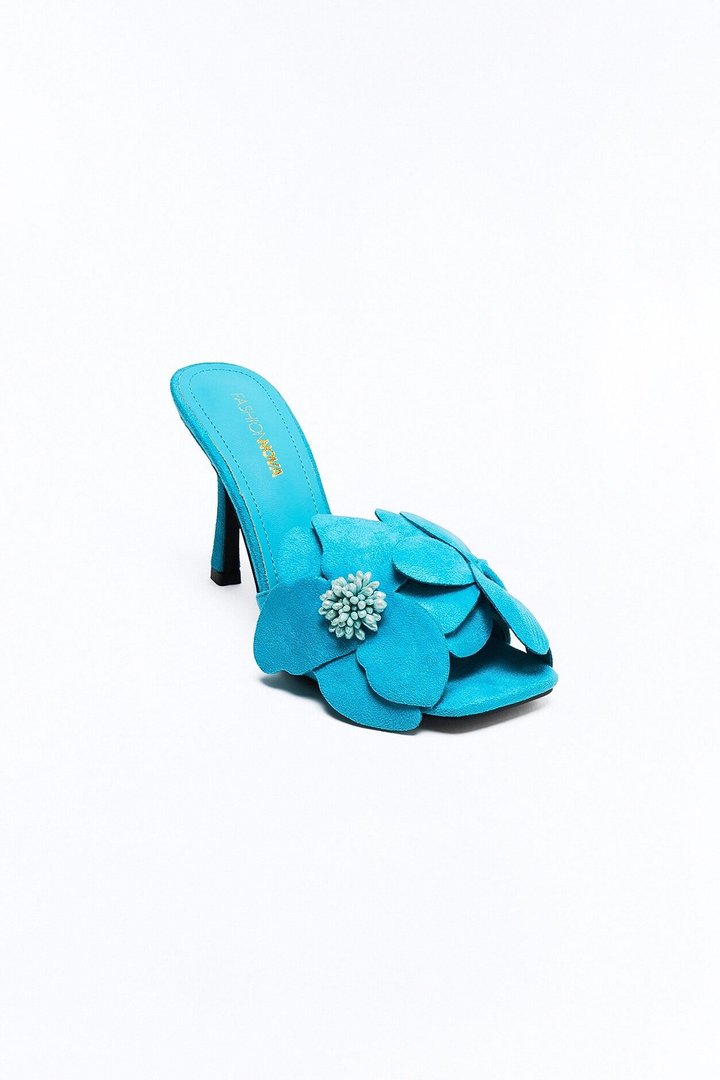 Kismet Flower Heels - Turquoise