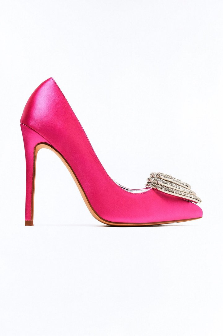 Date Rhinestone Heart Pumps - Pink
