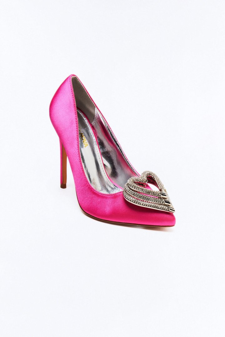 Date Rhinestone Heart Pumps - Pink