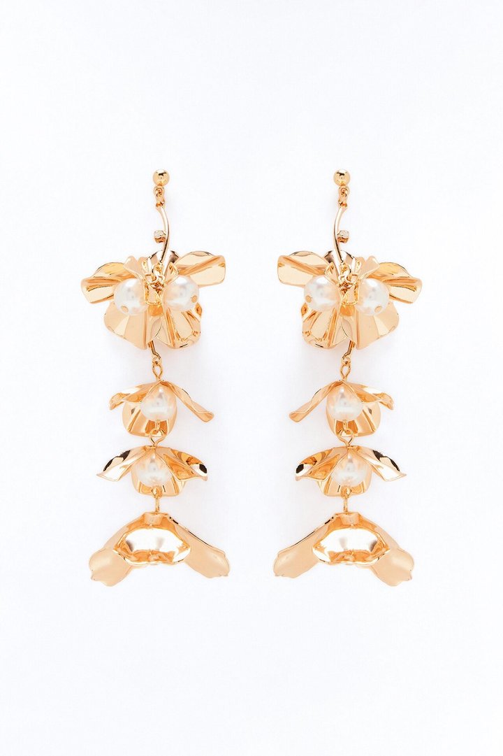 Petal Drip Drop Earrings - Gold