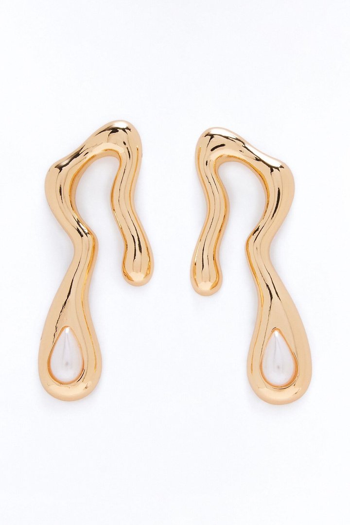 Opal Grace Abstract Drop Earrings - Gold