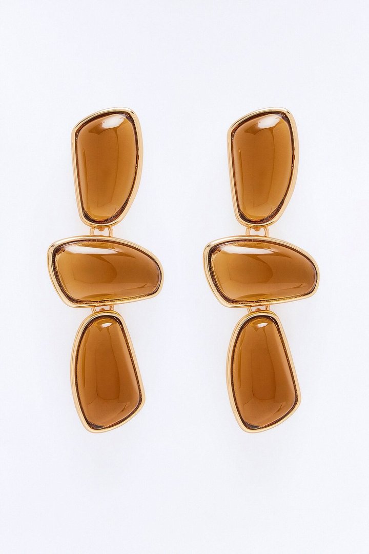 Be Balanced Jeweled Earrings - Brown