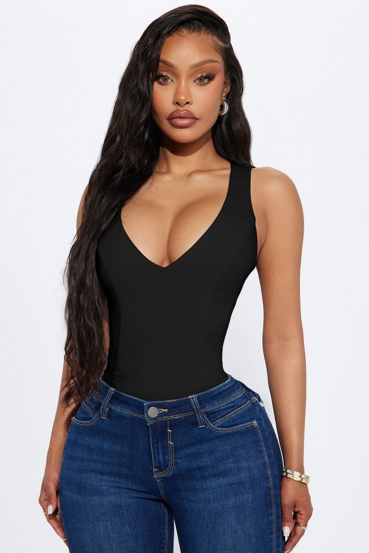 Delta Double Lined Bodysuit - Black