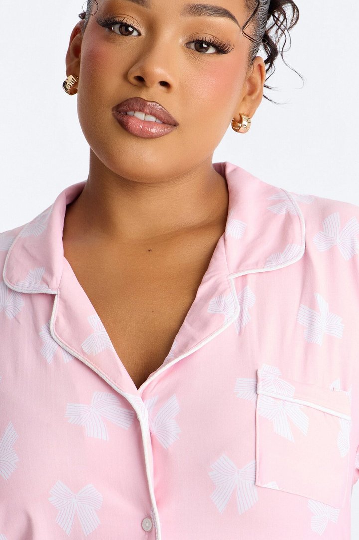 Snuggle Me Button Up PJ Short Set - Pink