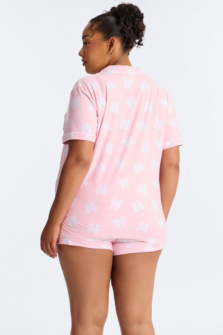 Snuggle Me Button Up PJ Short Set - Pink