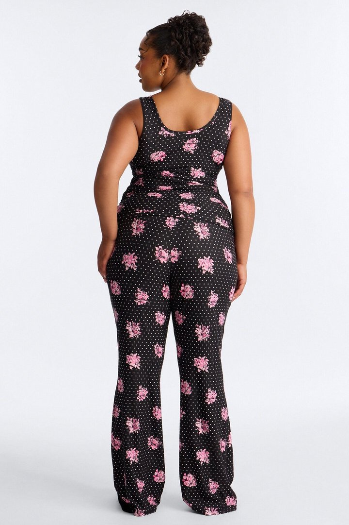 Petty Dreams Tank PJ Foldover Pant Set - Black/Pink