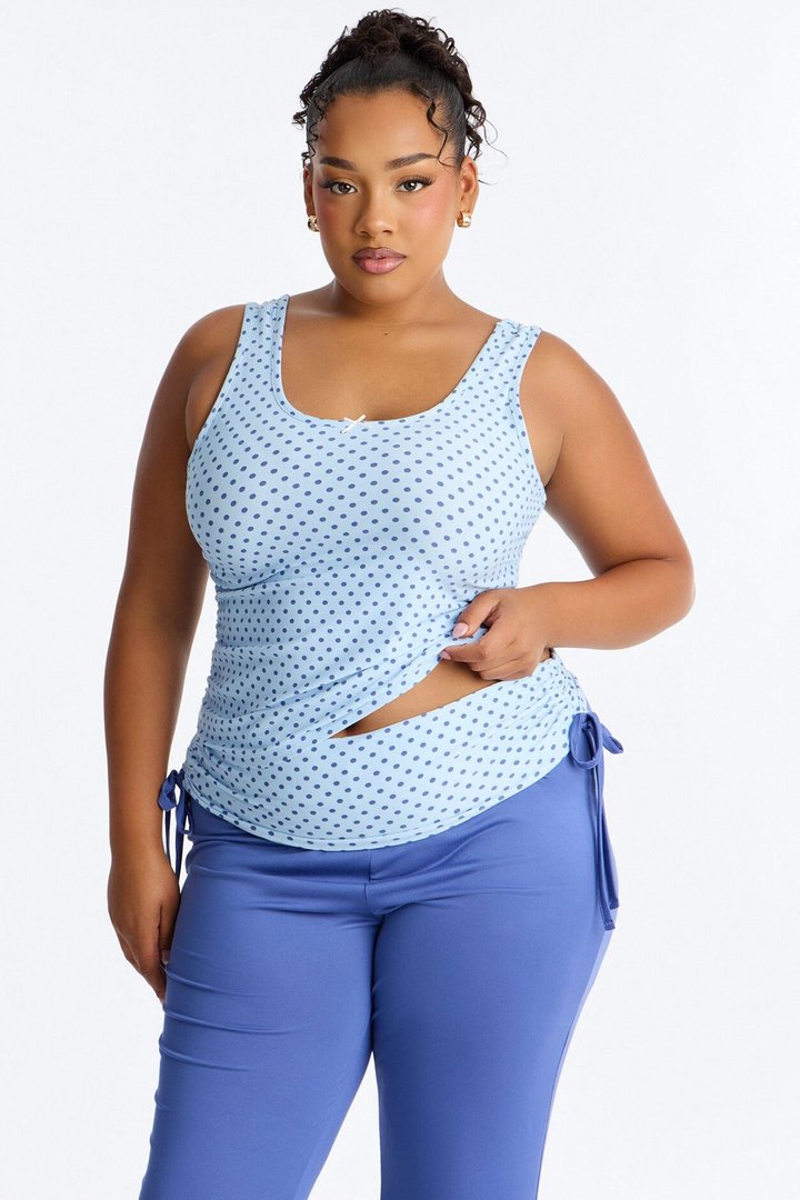 Petty Dreams Tank PJ Foldover Pant Set - Blue/combo