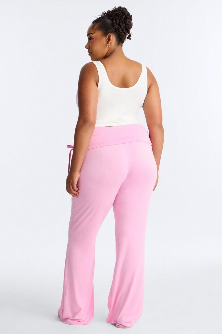 Petty Dreams Tank PJ Foldover Pant Set - White/Pink