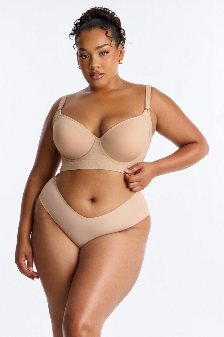 Supportive Underwire Lightly Padded Full Coverage Bra - Nude