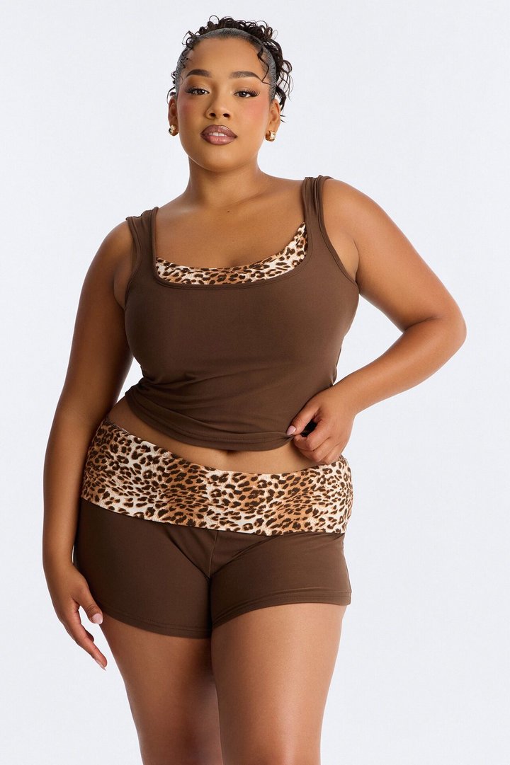 Catch Me PJ Short Set - Brown/combo
