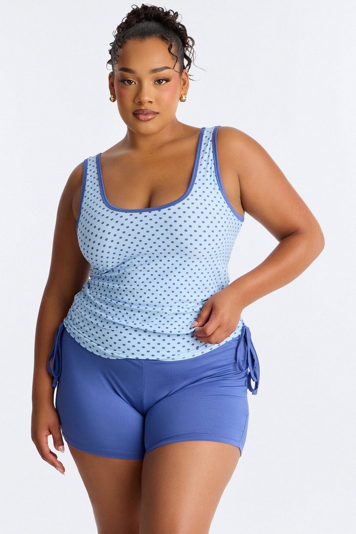 Soft Promises Cami PJ Foldover Short Set - Blue/combo