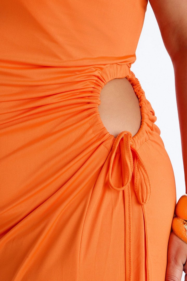 Anastasia Strapless Midi Dress - Orange