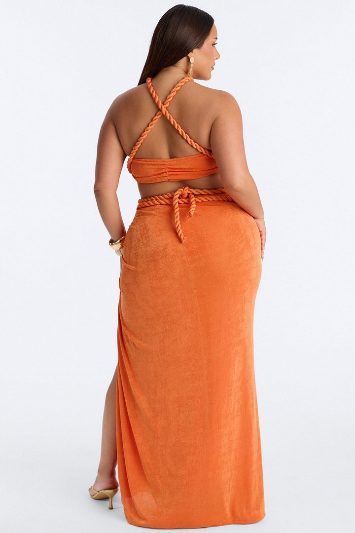 Tied To You Maxi Skirt Set - Orange
