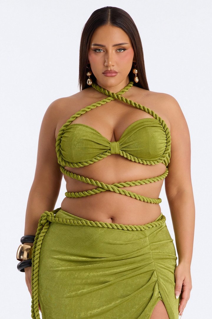 Tied To You Maxi Skirt Set - Chartreuse